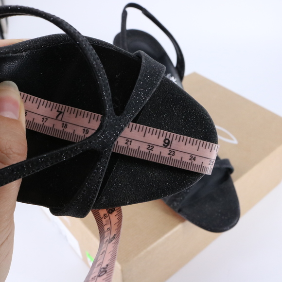 Christian Louboutin 38 Emilie 100mm Black Glitter Formal Slingback Heels E789 - Picture 5 of 13